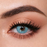 Close-up of Mesiru Firework Blue Contact Lenses on eyes