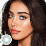 Model wearing Mesiru Firework Blue Contact Lenses