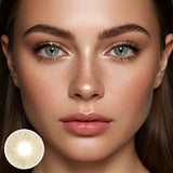 Model wearing Mesiru Firework Brown Contact Lenses