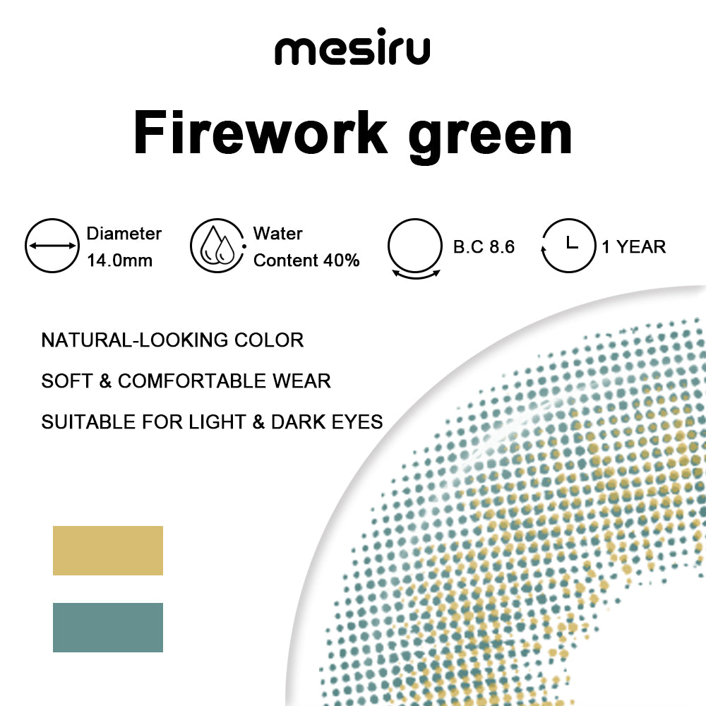 Mesiru Firework Green Contact Lenses specifications