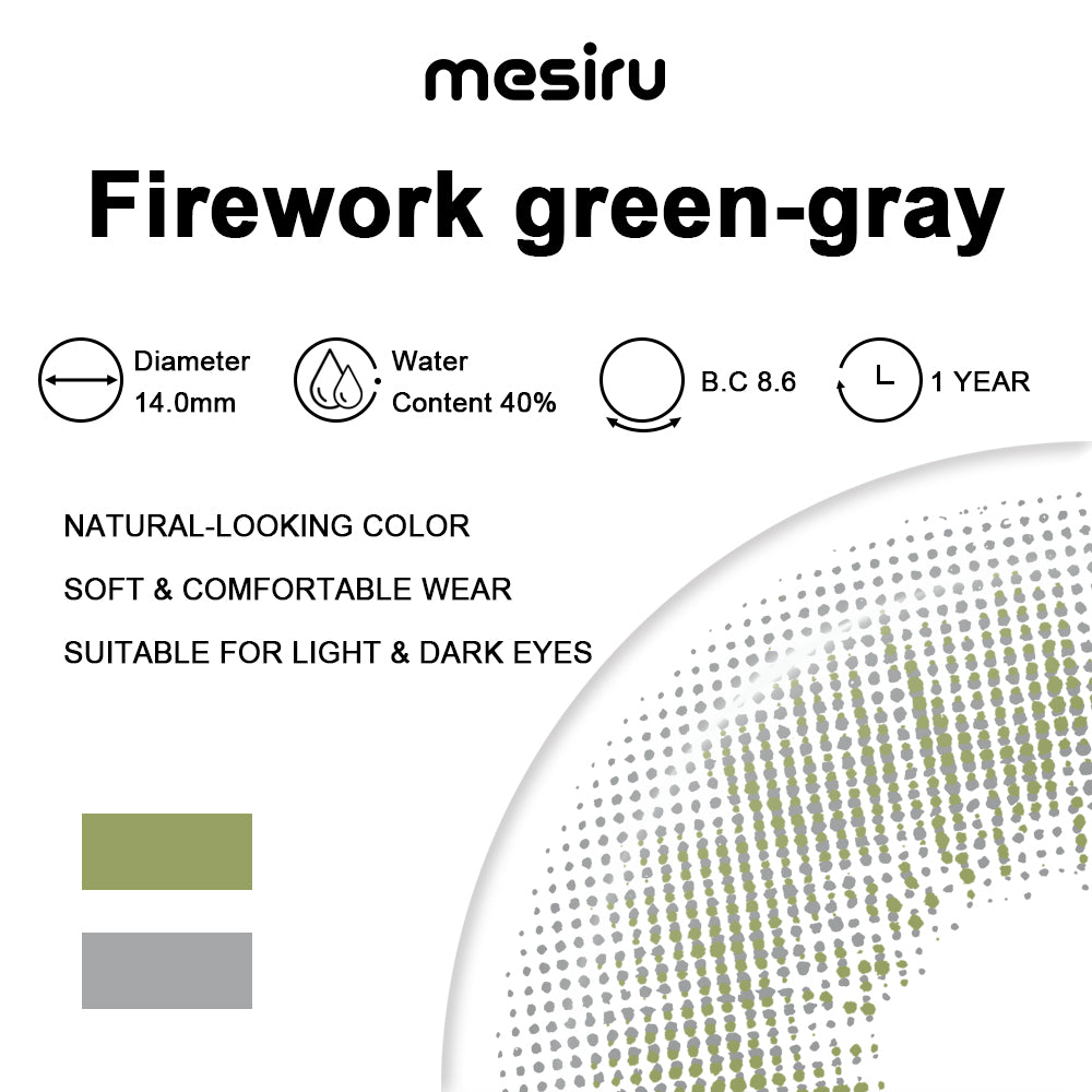 Mesiru Firework Green-Gray Contact Lenses specifications